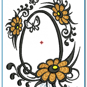 Ornate Easter Egg and Flowers Embroidery Design Days