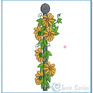 Pillar With Orange Flowers Embroidery Design Buildings