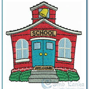 School House Embroidery Design Buildings