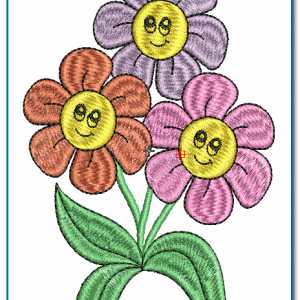 Three Cartoon Flowers Embroidery Design
