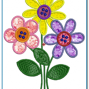 3 Applique Flowers Embroidery Design Appliques