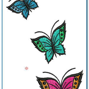 3 Colours Beautiful Butterfly Embroidery Design