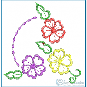 3 Flowers Embroidery Design