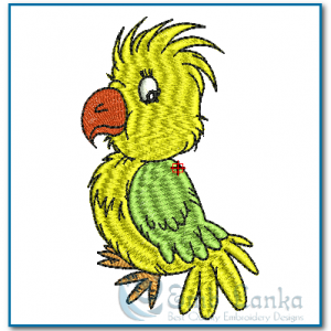 Cute Yellow And Green Parrot Embroidery Design Birds