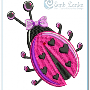 Pink Lady Bugs Embroidery Design Bugs