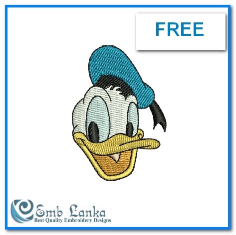 Free Disney Donald Duck Face Embroidery Design - Emblanka