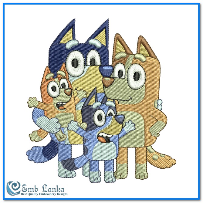 Bluey the Dog Cartoon Embroidery Design - Emblanka