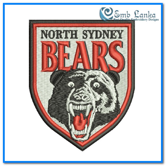 North Sydney Bears Australian Rugby League Football Club Embroidery Design -
