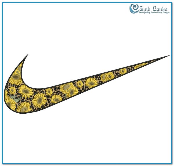 Nike Swoosh Sunflower Cheetah Embroidery Design - Emblanka