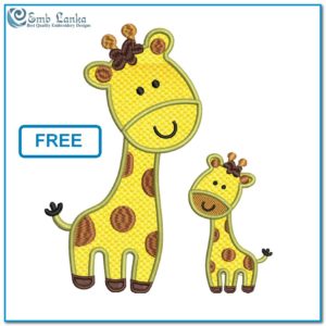 Free Applique Cute Mom And Baby Giraffes Print 300x300, Emblanka