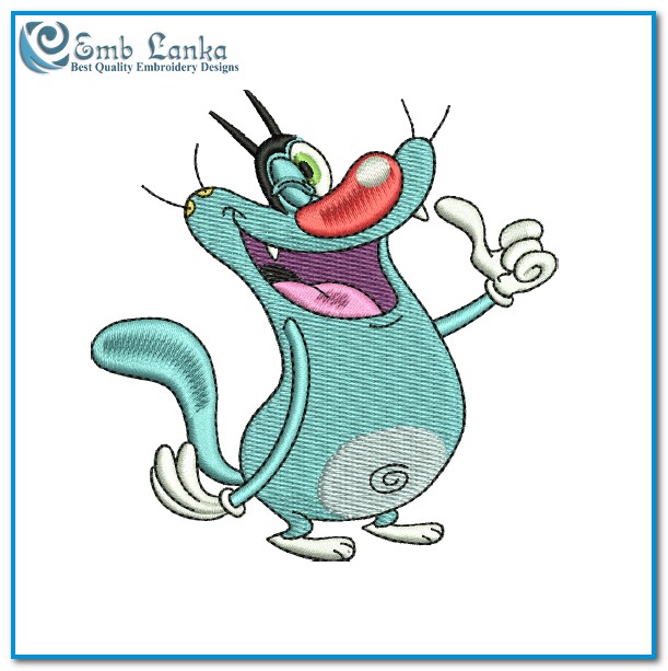 Oggy and the Cockroaches Cartoon Embroidery Design - Emblanka