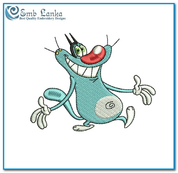 Oggy and the Cockroaches Cartoon 3 Embroidery Design - Emblanka