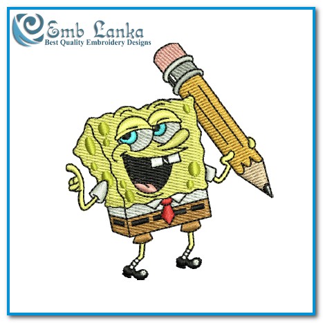 Spongebob Studying Funny Meme Embroidery Design - Emblanka