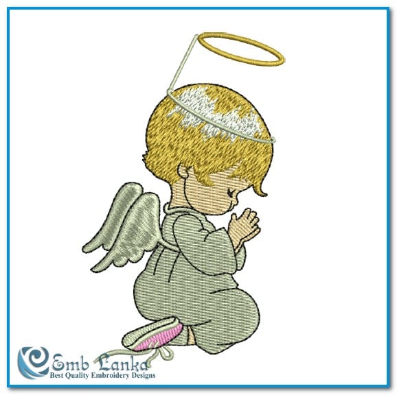 Christening Angel Baby Girl Baptism Embroidery Design - Emblanka