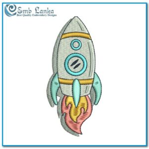 Space Rocket Flying Cartoon Embroidery Design Rocket