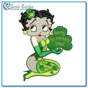 St. Patricks Betty Boop Embroidery Design | Emblanka.com