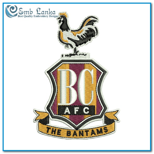 Bradford City Association Football Club Logo Embroidery Design - Emblanka