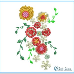 Colorful Bright Floral Embroidery Design