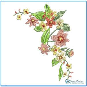 Colorful Bright Floral Corner Embroidery Design