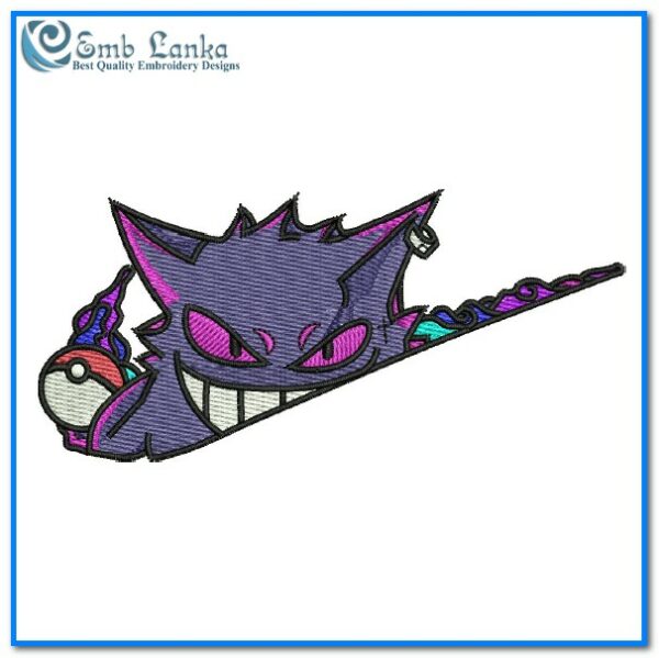 Gengar Nike Pokemon Logo Embroidery Design