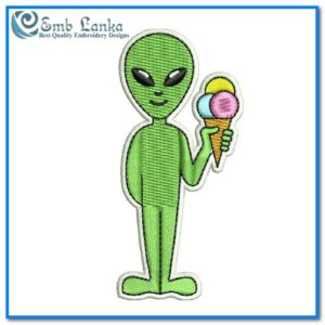 Cartoon Alien Embroidery Design