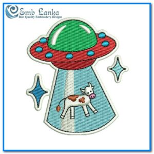 Cartoon Alien Spaceship Embroidery Design