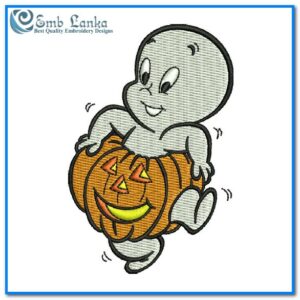 Casper The Friendly Ghost Halloween Pumpkin Embroidery Design