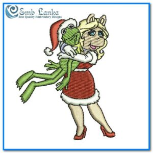 Holiday Kermit And Miss Piggy Embroidery Design