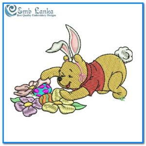 Winnie the Pooh Easter Bunny Embroidery Design
