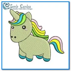 Cute Kawaii Unicorn Embroidery Design