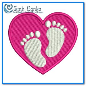 Free Pink Footprint Heart Embroidery Design