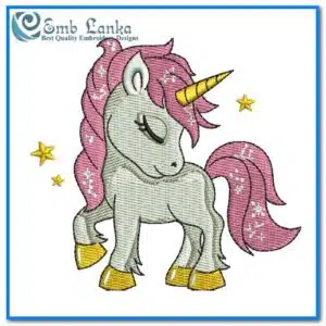 Little Pink Cute Unicorn Embroidery Design