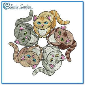 Circle of Meow Cat Embroidery Design
