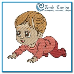 Digital embroidery design featuring an adorable baby crawling, perfect for baby-themed apparel, nursery decor, and gift items.