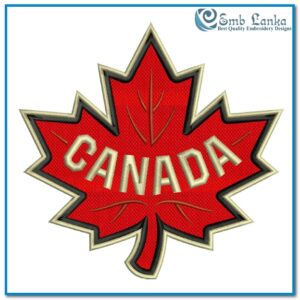 Canada 2025 4 Nations Face-Off applique embroidery design featuring the event's official logo with stylized maple leaf and hockey elements.