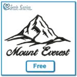 Free Mount Everest embroidery pattern, featuring a silhouette of the mountain and 'Mount Everest' text.