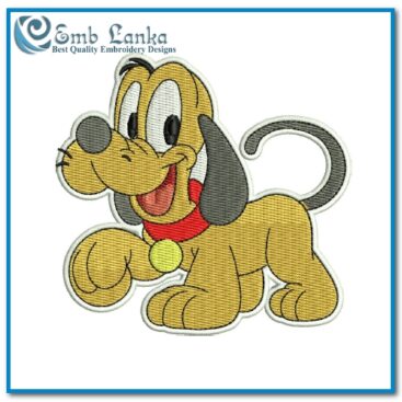 Disney Baby Pluto cartoon embroidery design for kids clothing – high-quality digital file.