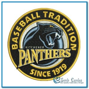 Kitchener Panthers baseball team logo machine embroidery design file