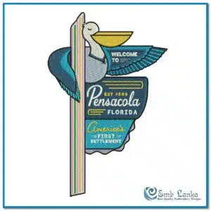 New Pensacola welcome sign embroidery design for machine stitching