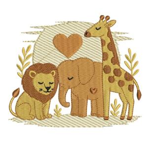 Cute safari animal jungle embroidery design for baby items