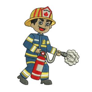 Firefighter cartoon embroidery design for uniforms and gifts