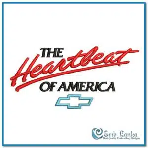 Heartbeat of America Chevy Chevrolet logo embroidery design for auto fan gear