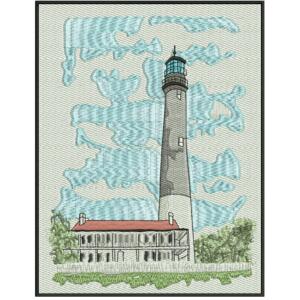 Pensacola Lighthouse and Maritime Museum embroidery design for nautical projects