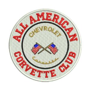 All American Corvette Club Logo Embroidery Design – Classic Car Club Emblem