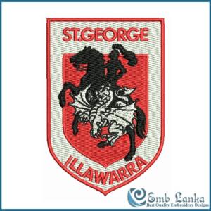 St George Dragons Illawarra NRL Logo Embroidery Design