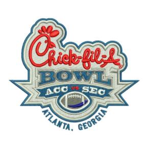 College football bowl game embroidery design for sports apparel and patches