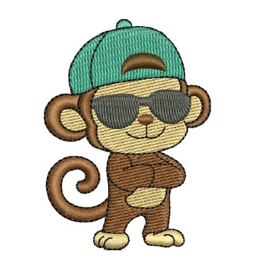 Cool Monkey Embroidery Design - Machine Embroidery Design