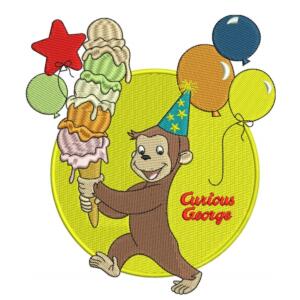 Curious George Birthday Party Embroidery Design