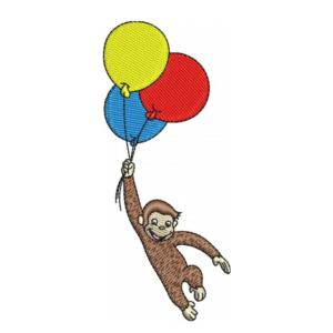 Curious George Monkey Animal Embroidery Design