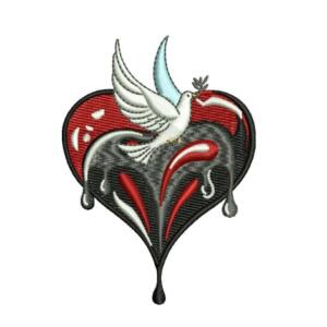 Dove Bleeding Heart Embroidery Design